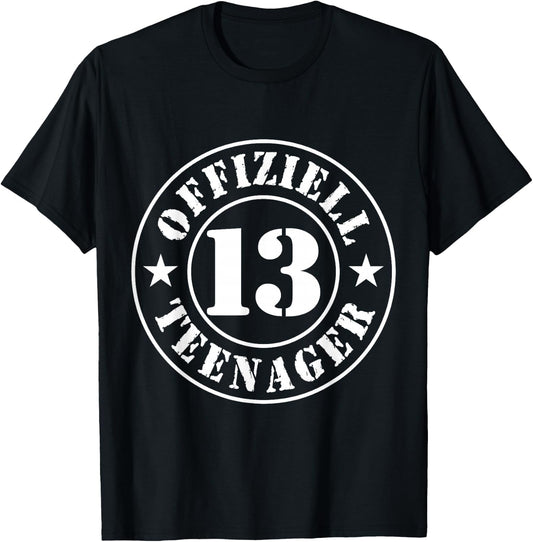 13th Birthday Official Teenager 13 Years Boy Girl , black T-Shirt