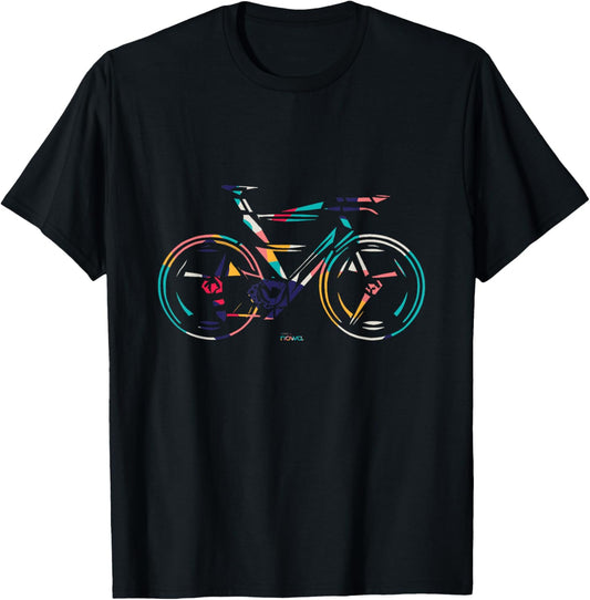 Bicycle Racing Bike in the Colours of the Rainbow , black T-Shirt