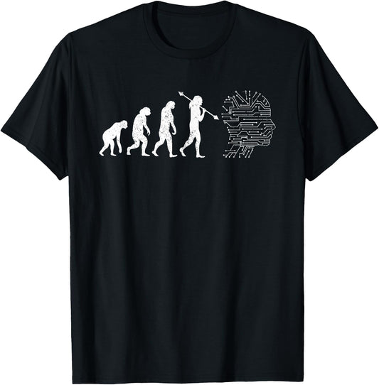AI Evolution Funny Artificial Intelligence , black T-Shirt