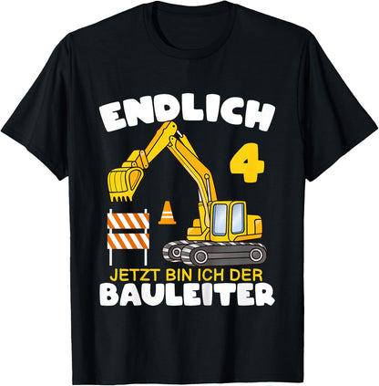 Children's 4th Birthday with German Text Endlich 4th Birthday, black T-Shirt