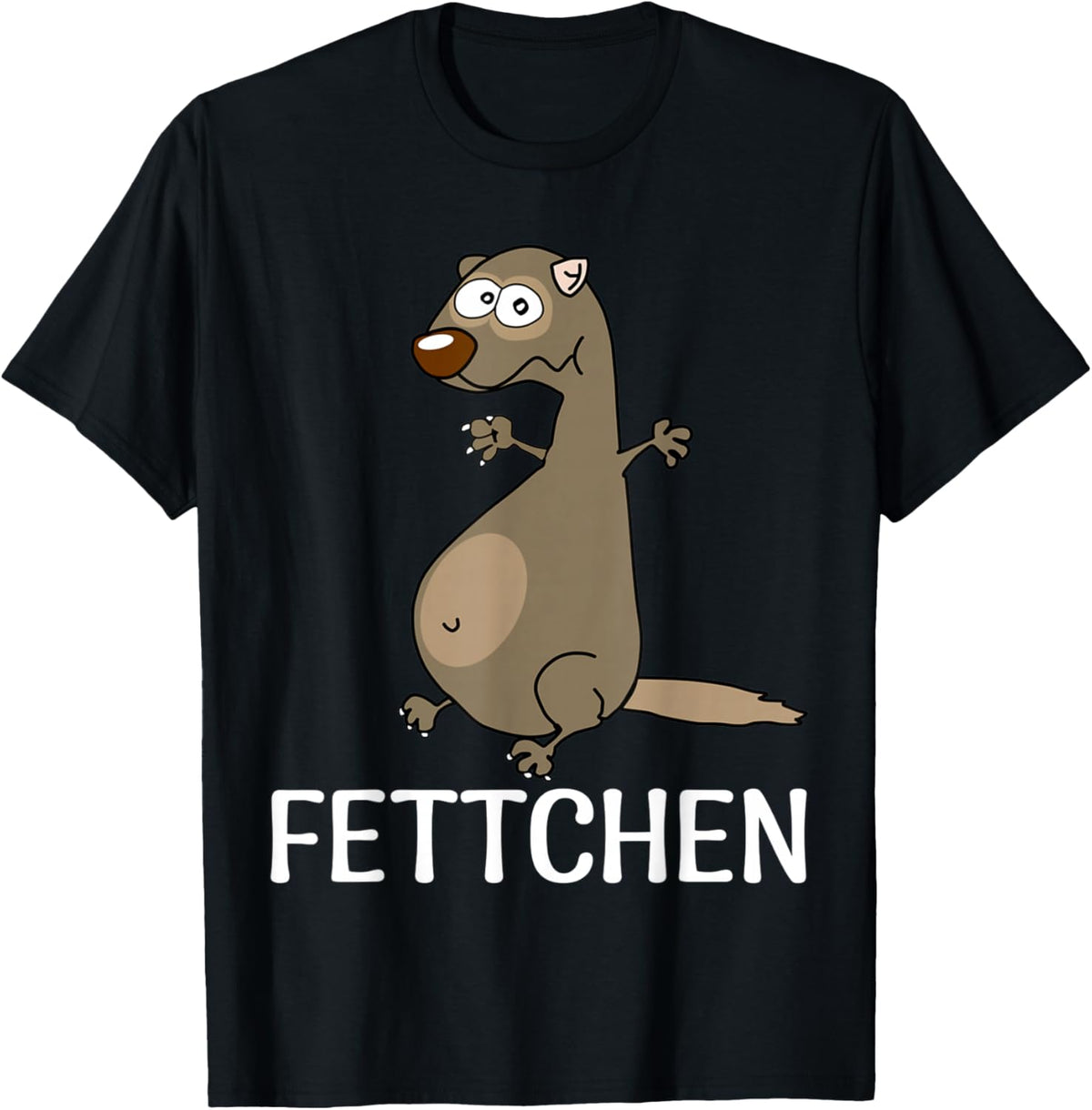 with German Text Fettchen [German Language], black T-Shirt