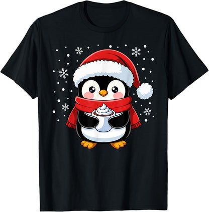 Penguin Christmas Santa Claus Cute Penguin Love Animal , Black, S T-Shirt