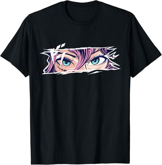 Anime & Japan Culture Apparel Gifts FIDIMA Anime Eyes - -Adults & Kids - Black - Small - Short Sleeve - Cotton 65%, Polyester 35% T-Shirt
