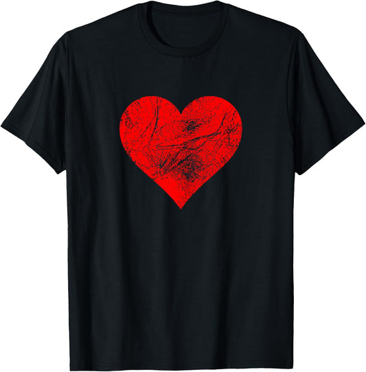 Women Love Red Heart Casual Valentine's Day Graphic Tops , black T-Shirt