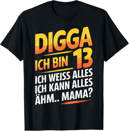 13th Birthday Boy Girl 13 Years 2012 Funny Gift , black T-Shirt