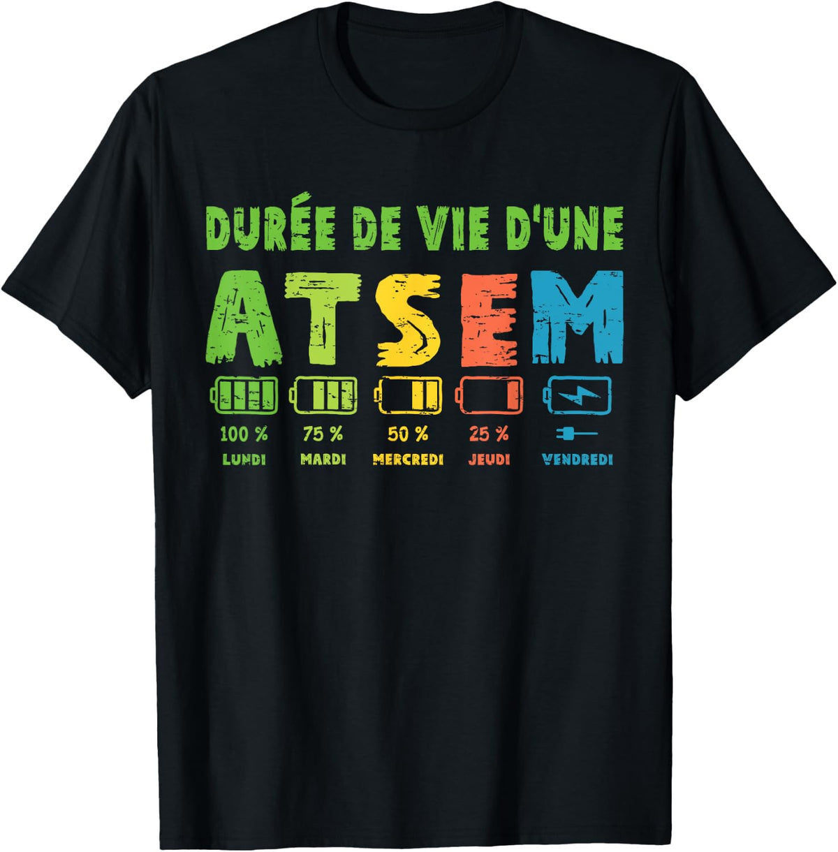 Atsem Women's Funny Atsem Maternelle School End of Year , Black, S T-Shirt
