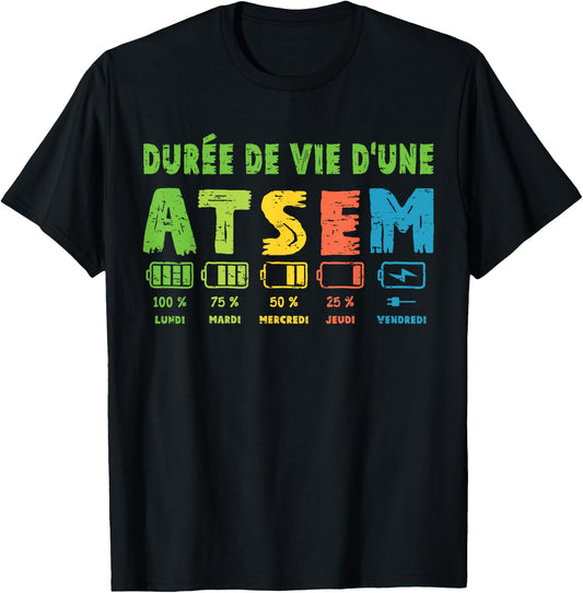 Atsem Women's Funny Atsem Maternelle School End of Year , Black, S T-Shirt