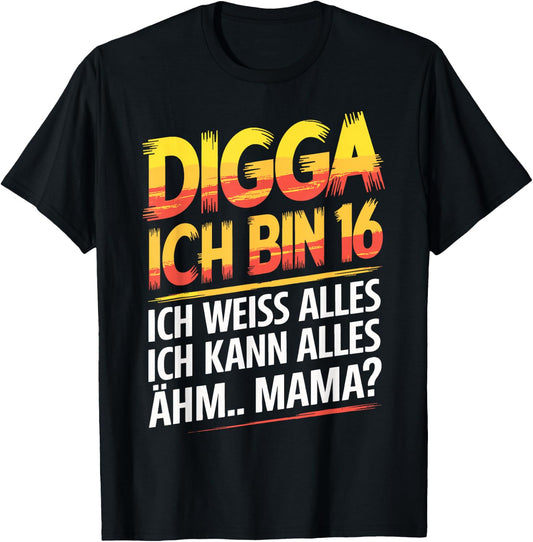 16th Birthday Boy Girl 16 Years 2009 Funny Gift , black T-Shirt