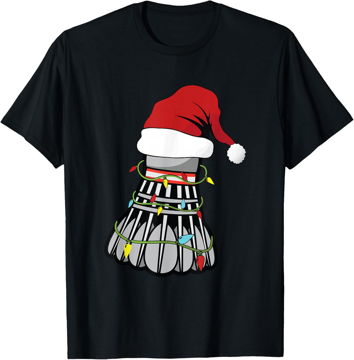 Christmas Badminton Sticks Birdie , Black, S T-Shirt