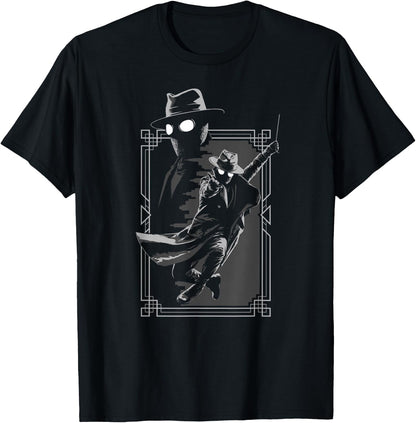 Marvel Spider-Noir Web Swing Black & White Art Deco Frame T-Shirt