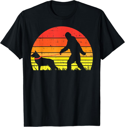 Bigfoot Sasquatch German Shepherd Retro K9 Dog Lover Gift T-Shirt
