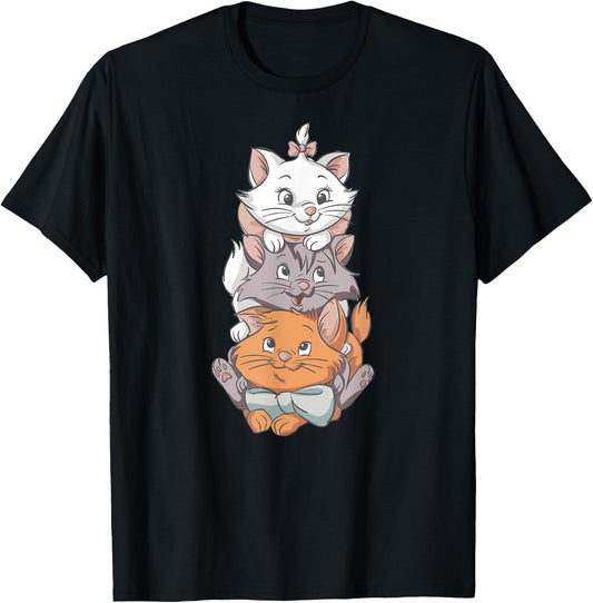 Aristocats Cute Cats , Black, S T-Shirt