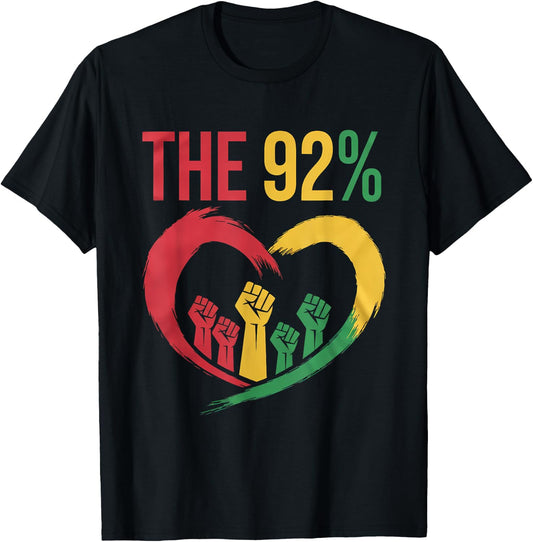 92 Percent 92% Black Woman Voting Election Afro Woman T-Shirt