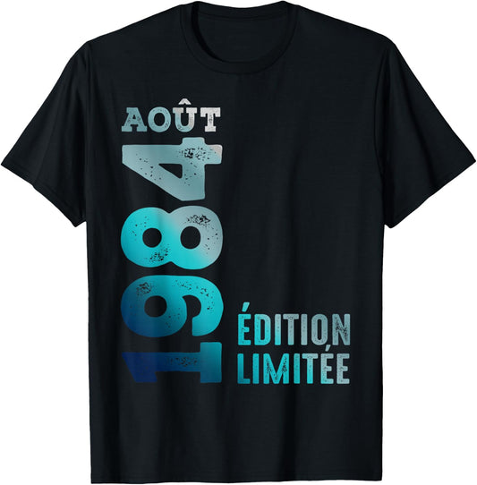August 1984 Retro Year 1984 Vintage 1984 Limited Edition , Black, S T-Shirt