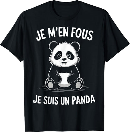 Je M'en Fous Je Suis Un Panda Animal Gift Child Christmas , Black, S T-Shirt