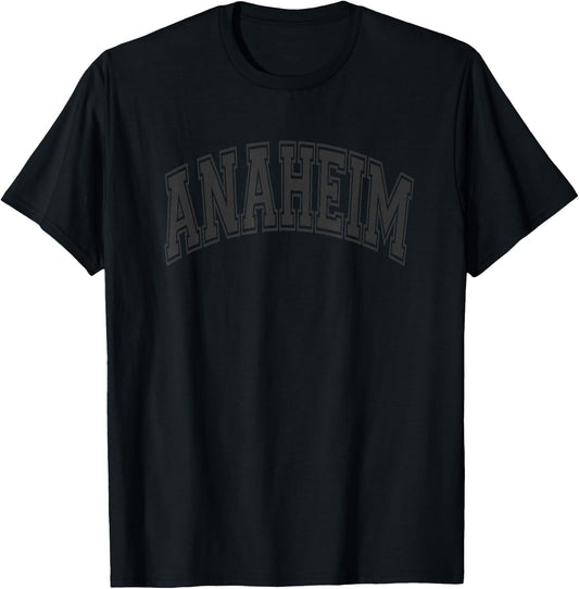 Anaheim Arched Style Black Text and Outline T-Shirt