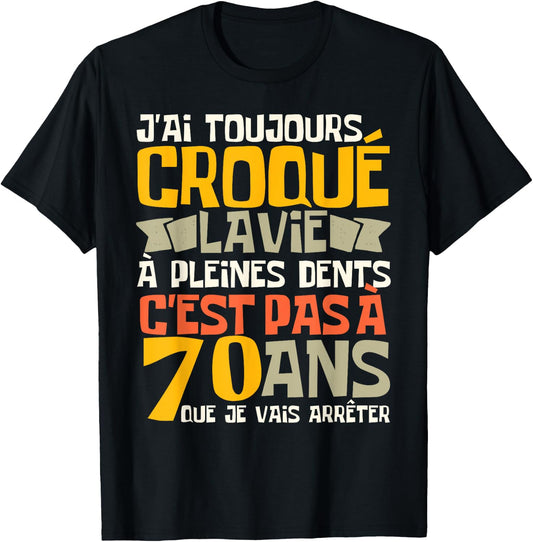 70th Birthday Man Funny Gift 70 Years Humour , Black, S T-Shirt