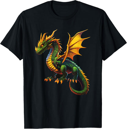 Dragon in Green Dragon Mystical Fantasy Mystical Creature , black T-Shirt