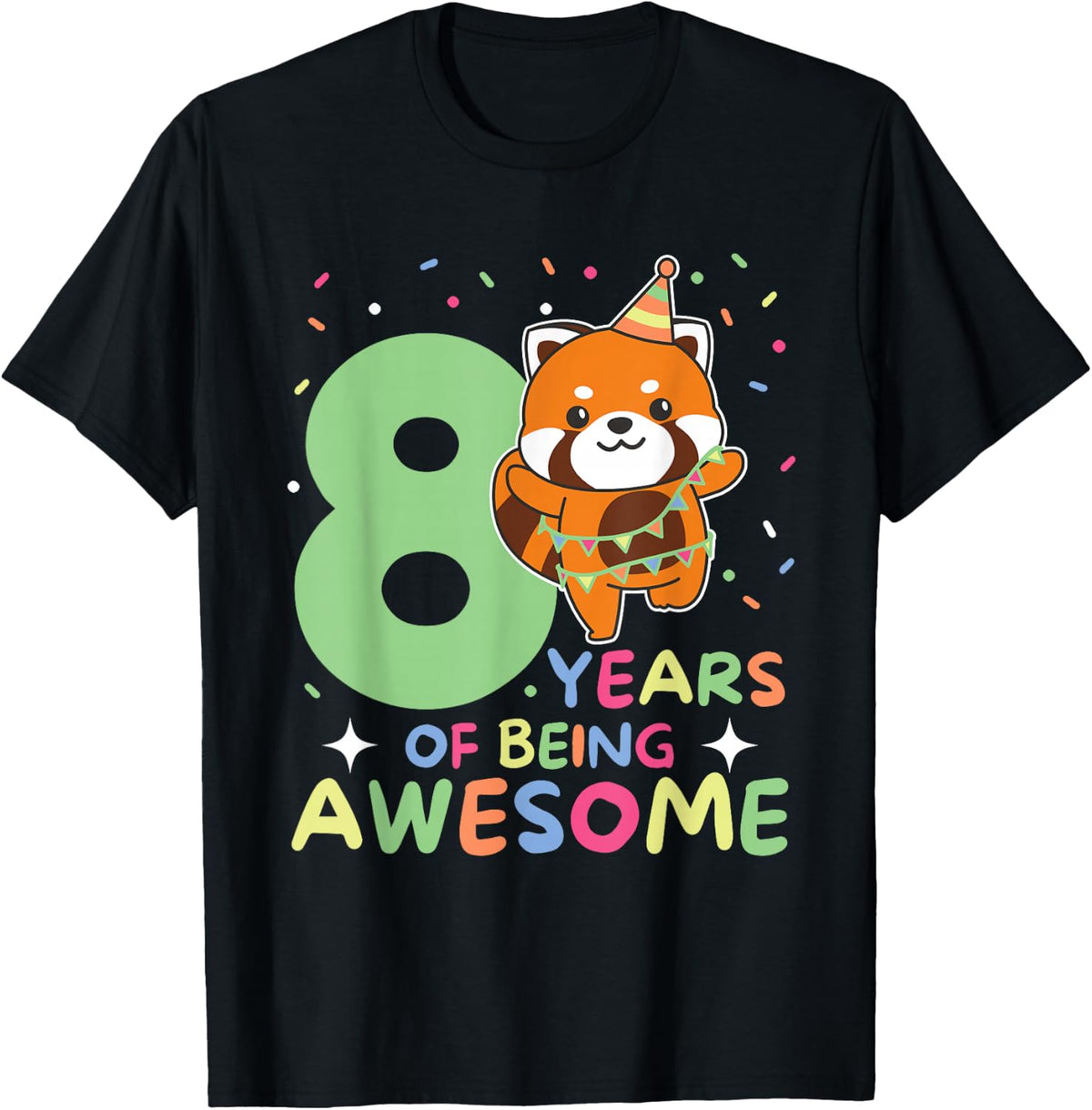Red Panda 8th Birthday Children 8 Years Old Red Panda T-Shirt
