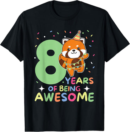 Red Panda 8th Birthday Children 8 Years Old Red Panda T-Shirt