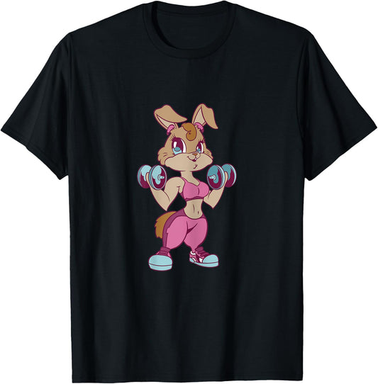 Women's Gymbunny Pretty Fitness Rabbit Woman Bunny Gym Workout , black T-Shirt
