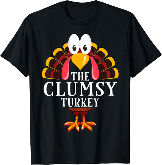 99 Gifts Thanksgiving Costume Matching Family The Clumsy Turkey Thanksgiving -Kids Black T-Shirt
