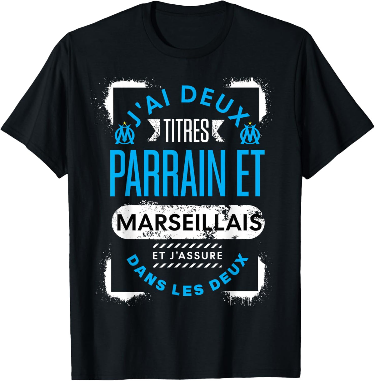 Marseille Supporter Football Godfather Man Humour , Black, S T-Shirt