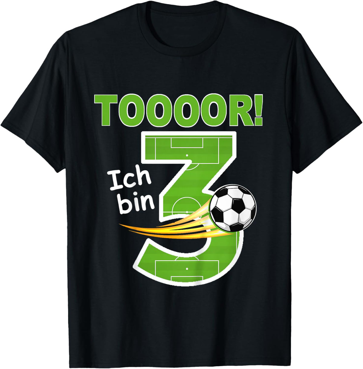 Childrens Football Birthday Outfit Ich bin 3 Jahre , black T-Shirt