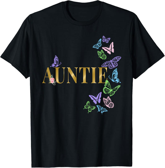 Auntie of The Birthday Girl Butterfly Party Matching Family T-Shirt