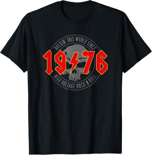 1976 Vintage Birthday Rock and Roll Heavy Metal , black T-Shirt