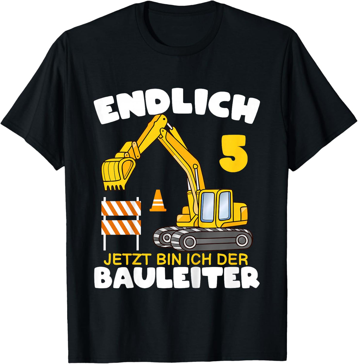 Children's Endlich 5th Birthday Digger 5 Birthday Building Director, black, 80 T-Shirt