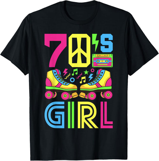 70s Girl 70s Outfit 70s Costume 70s Party 70s , black T-Shirt