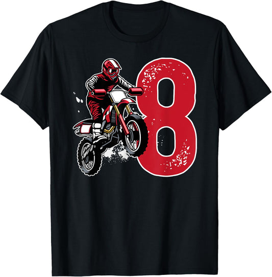 8th Birthday Party Dirt Bike Boy 8 Year Old Dirt Biker T-Shirt