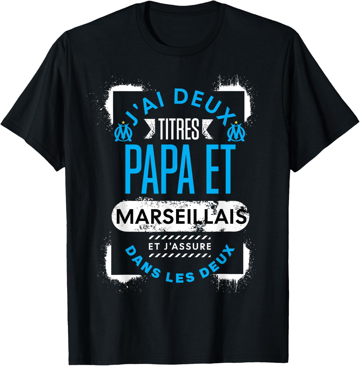 Supporter de Marseille Dad Father's Day Man Humour , Black, S T-Shirt