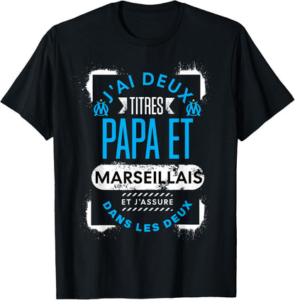 Supporter de Marseille Dad Father's Day Man Humour , Black, S T-Shirt