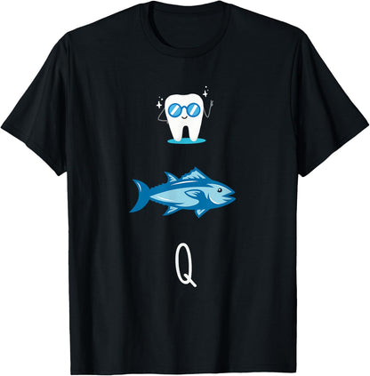 Fisherman Funny Rebus Teeth Tuna Gift Funny Man Fish , Black, S T-Shirt