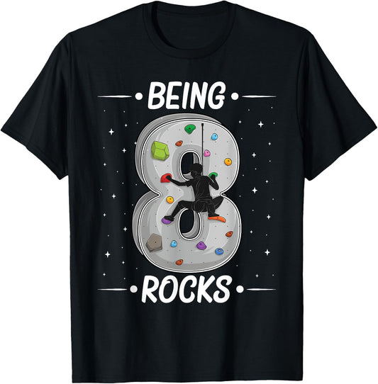 8 year old rock climbing 8th birthday Adventures Climber T-Shirt