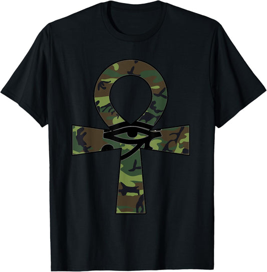 African Pride Shirts Camo Ankh Black Pride T-Shirt