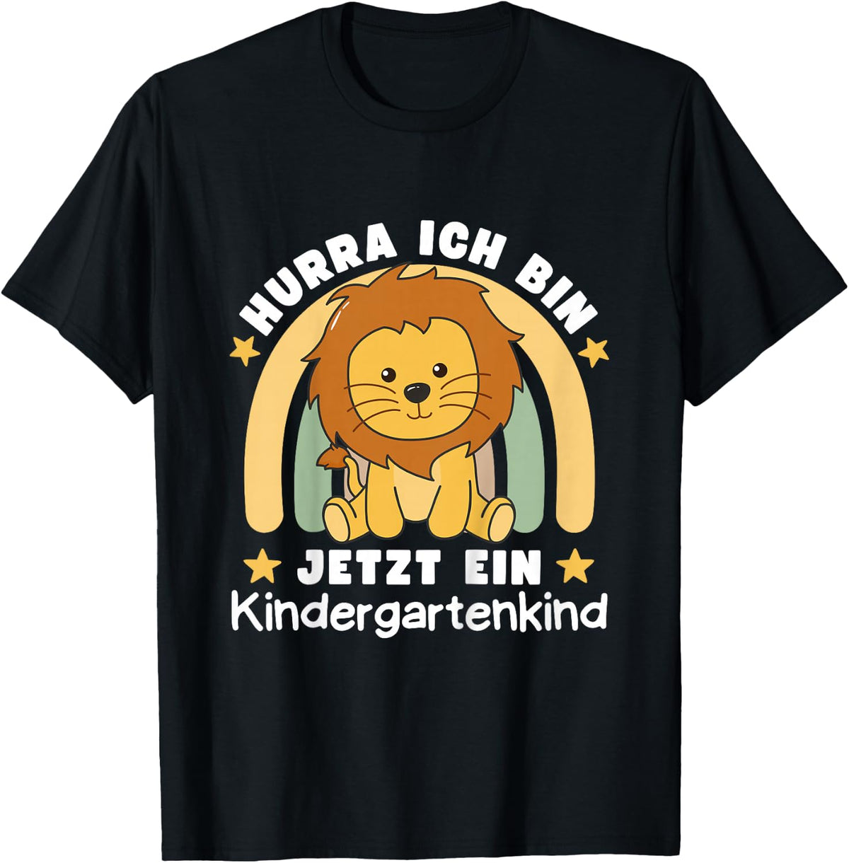 Children's with German Text Hurra Ich Bin Jetzt Ein Kindergartenkind L?we, black T-Shirt