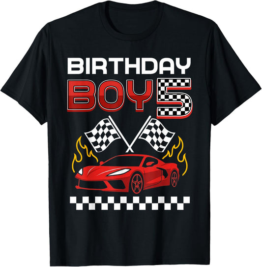 5th Birthday Boy Race Car Racing Car 5 Year Old Boys Kids T-Shirt