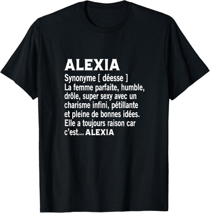 Woman Humor Personalized Gift Alexia Name Definition , Black, Female X-Small T-Shirt