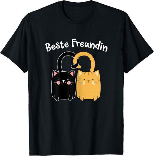 Best Friend BFF Cats Partner Look Girls Teenager , black T-Shirt