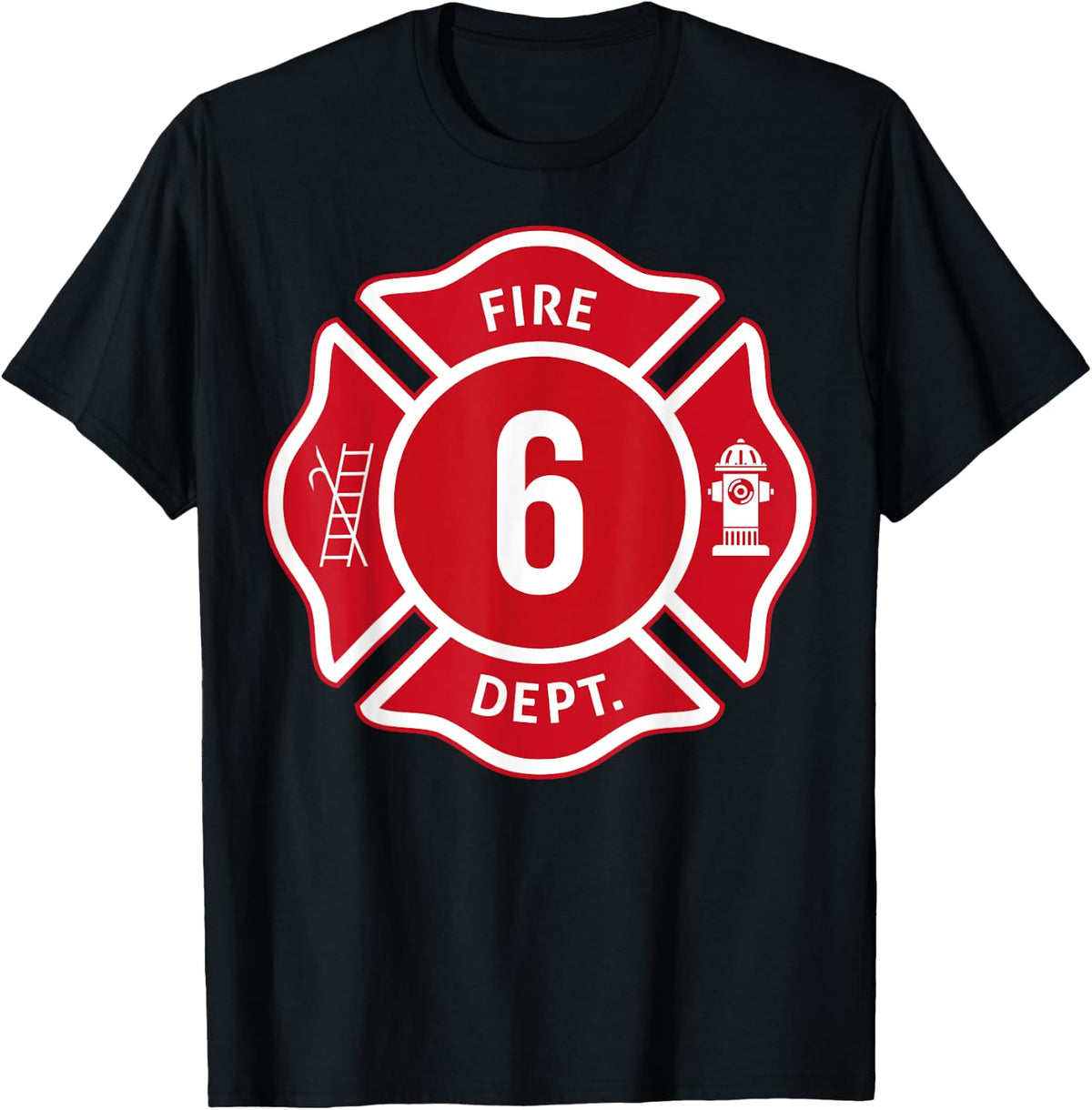Kids Fire Truck 6th Birthday Boy Firefighter 6 Year Old T-Shirt