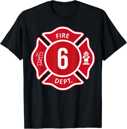 Kids Fire Truck 6th Birthday Boy Firefighter 6 Year Old T-Shirt