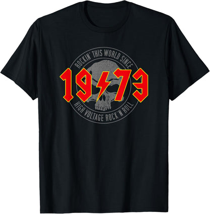 1973 Vintage Birthday Rock and Roll Heavy Metal , black T-Shirt