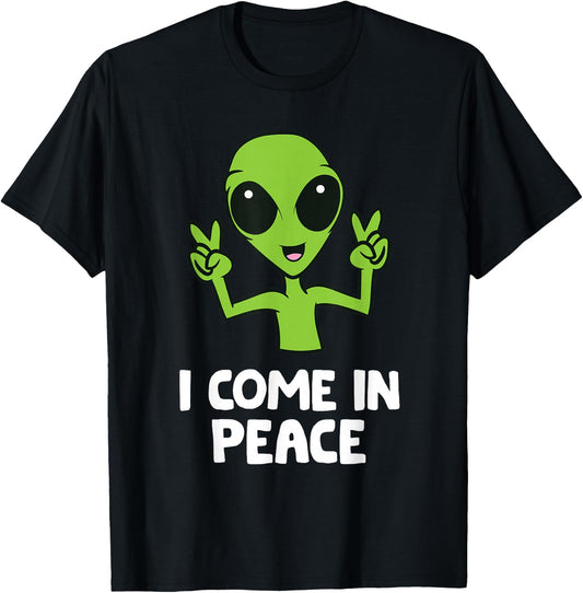 Alien I Come in Peace Space Rave EDM Music Alien , black T-Shirt
