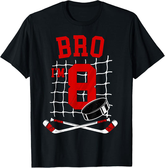 8th Birthday Boy Bro I’m 8 Year Old Hockey Player Bday T-Shirt
