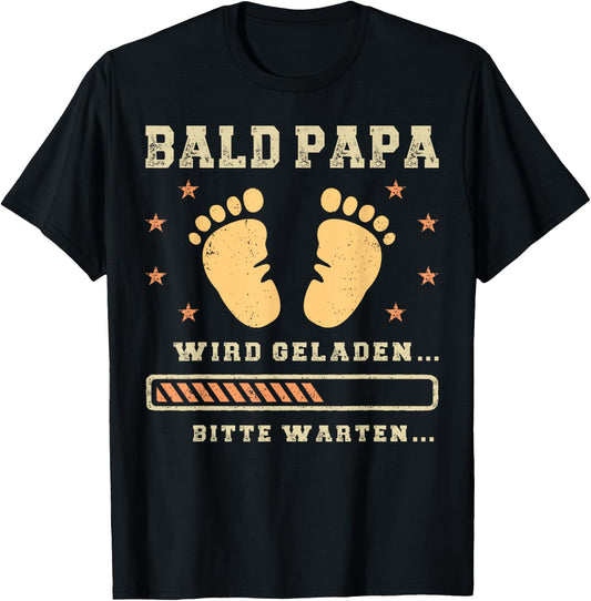 Bald Papa, Becoming Father, Baby Announcement, Fatherhood , black T-Shirt