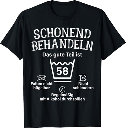 with German Text 58 Das Gute Teil Ist 58 [German Language], black T-Shirt