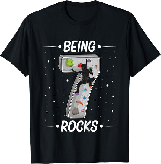 7 year old rock climbing 7th birthday Adventures Climber T-Shirt